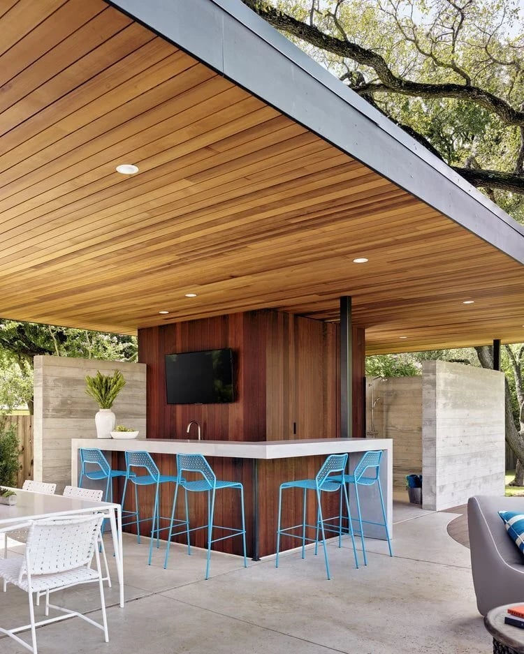 Evolve design package render showing the pool and outdoor living layout